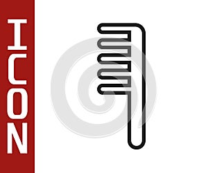 Black line Hairbrush icon isolated on white background. Comb hair sign. Barber symbol. Vector Illustration