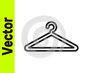 Black line Hanger wardrobe icon isolated on white background. Cloakroom icon. Clothes service symbol. Laundry hanger