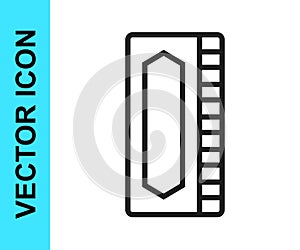 Black line Harmonica icon isolated on white background. Musical instrument. Vector