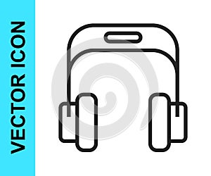 Black line Headphones icon isolated on white background. Earphones. Concept for listening to music, service