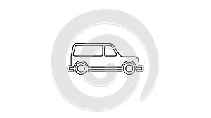 Black line Hearse car icon isolated on white background. 4K Video motion graphic animation