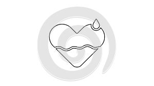 Black line Heart heal icon isolated on white background. 4K Video motion graphic animation