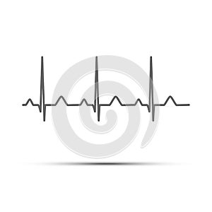 Black line heart rate isolated on white background. Vector cardio icon.