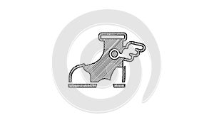 Black line Hermes sandal icon isolated on white background. Ancient greek god Hermes. Running shoe with wings. 4K Video