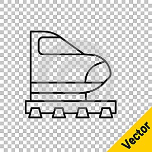 Black line High-speed train icon isolated on transparent background. Railroad travel and railway tourism. Subway or