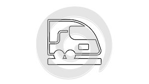 Black line High-speed train icon isolated on white background. Railroad travel and railway tourism. Subway or metro