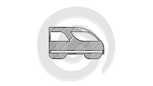 Black line High-speed train icon isolated on white background. Railroad travel and railway tourism. Subway or metro