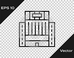 Black line Hotel Ukraina building icon isolated on transparent background. Vector