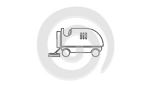 Black line Ice resurfacer icon isolated on white background. Ice resurfacing machine on rink. Cleaner for ice rink and