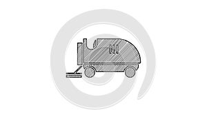 Black line Ice resurfacer icon isolated on white background. Ice resurfacing machine on rink. Cleaner for ice rink and