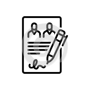 Black line icon for Accordance, agreement and deal