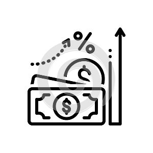 Black line icon for Accrual, currency and cash