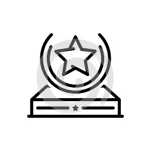 Black line icon for Achievement Award, achievement and trophy