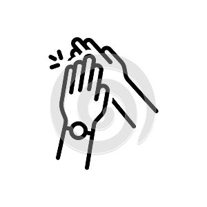 Black line icon for Acknowledge, agree and clapping
