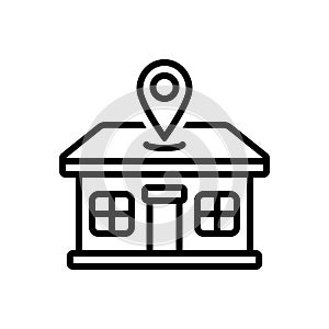 Black line icon for Address, location and home