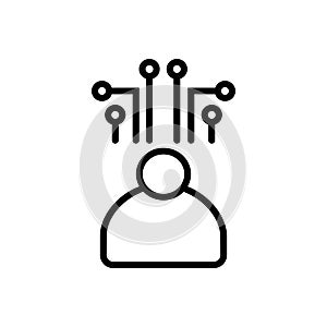 Black line icon for administrator, network monitor and administrator