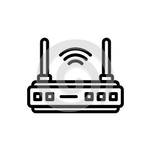 Black line icon for Adsl, router and wireless