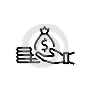 Black line icon for Advances, money and give