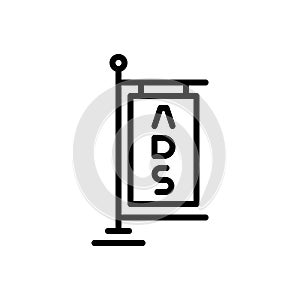 Black line icon for Advertising, ads and poster