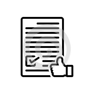 Black line icon for Agree, concur and license