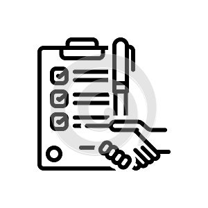 Black line icon for Agreement, compromise and contract