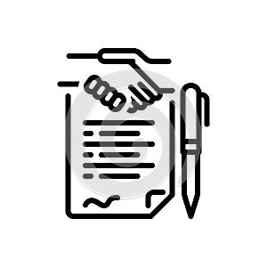 Black line icon for Agreement, settlement and deal