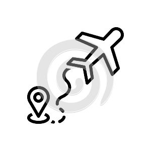 Black line icon for Airline, airway and skyway