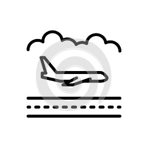 Black line icon for Airlines, airway and skyway