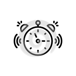 Black line icon for Alarm, clock and timer