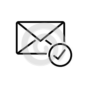 Black line icon for Already, email and selected