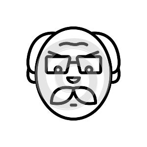 Black line icon for Angry Old Man, people and annoyed