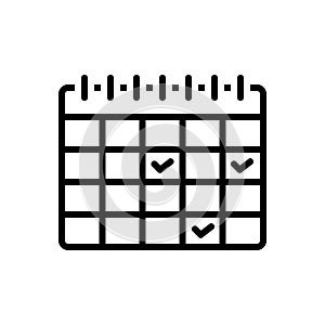Black line icon for Appointed, selected and calendar