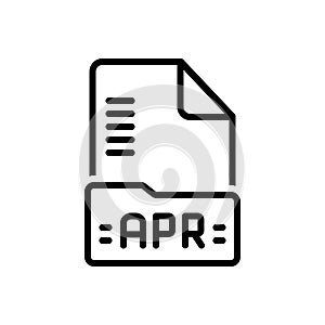Black line icon for Apr, document and annual