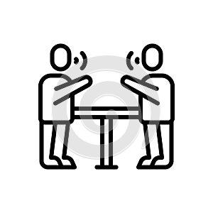 Black line icon for Argument, discussion and communication