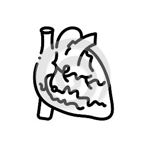 Black line icon for Arteries, veins and heart