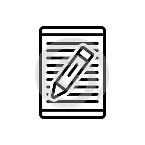 Black line icon for Article, writing and document