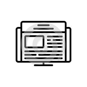 Black line icon for Articles, screen and monitor