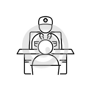 Black line icon for Ask a doctor, medical and discussion