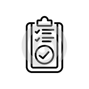 Black line icon for Assessed, appraise and check