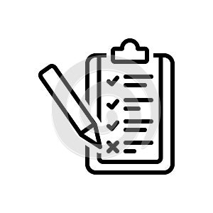 Black line icon for Assessed, appraise and check