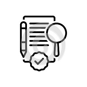 Black line icon for Assessing, judge and estimate