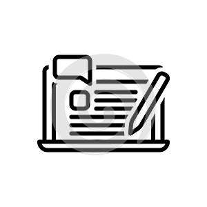 Black line icon for Assign, homework and education