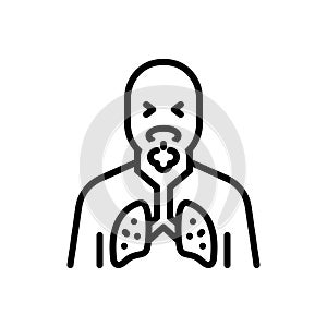 Black line icon for Asthma, dyspnoea and suffocation