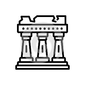 Black line icon for Athens, ruins and landmark