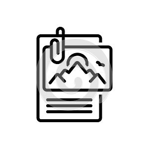 Black line icon for Attach, joint and document