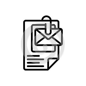 Black line icon for Attachments, attach and document