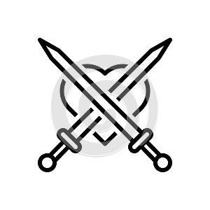 Black line icon for Attack, invasion and sword