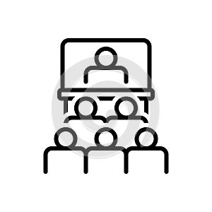 Black line icon for Audience In Presentation Of Business, people and crowd