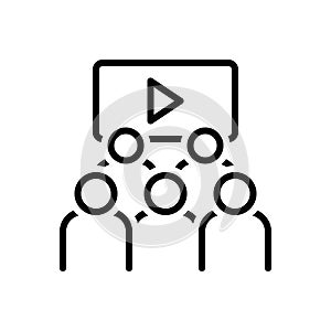 Black line icon for Audience, viewer and spectator
