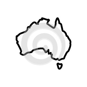 Black line icon for Aus, map and australia